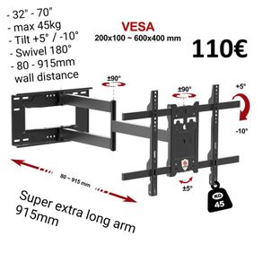 Tv Wall Mount Bracket Tilt Swivel Long Arm 32-70"