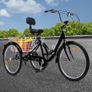 Tricycle for Adults, 24 Inch Bicycle with Basket, Tricycle Bicycle with LED Light, 3 Wheels, 7-Speed Gear, 120 kg Load Capacity Image 4