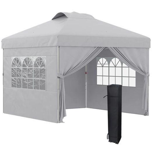 Pop-up Folding Party Gazebo 3 x 3 Adjustable Height with Sidewalls, Vents, Windows and Wheeled Carry Bag