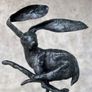 Running Hare (45cm) - Green Speckled Bronze Image 2