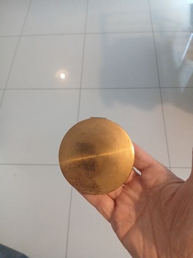Vintage 1950s Brass Powder compact, Ireland souvenir Shamrock