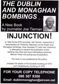 The Dublin And Monaghan Bombings - Joe Tiernan - First Edition