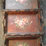 Set of 3 large vintage metal tole trays Image 8
