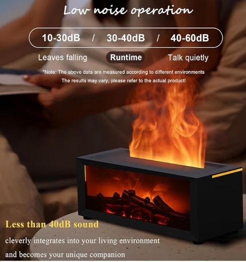 Aromatherapy Diffuser, 150ml Ultrasonic Cool Mist Humidifier, 7 Colors Firelight Flame Diffusers with Remote, Waterless Auto-Off & Timer for Home Office(Black)