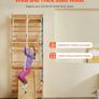 Swedish Ladder Wall Gym, 8-in-1 15 Levels Solid Wood Indoor Jungle Gym, 220LBS Wall Stall Bars Climbing Playset with Wall Ladder, Slide Board, Pull-Up Bar, Gym Rings, Swing Seat, Rope Ladder Image 4