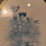 GIORDANO Print Dog Cat Oval Wooden frame Vintage Wall hanging Image 2