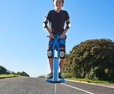 Children, Jumping Stick up to 60 kg, Padded, Outdoor Kids Game, Non-Slip, Stainless Steel, Blue, Plastic, Foam, 103 x 29 x 6 cm
