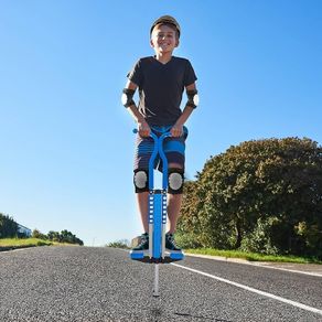 Children, Jumping Stick up to 60 kg, Padded, Outdoor Kids Game, Non-Slip, Stainless Steel, Blue, Plastic, Foam, 103 x 29 x 6 cm