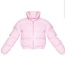 womens pink vinyl puffer jacket Image 3