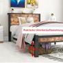 Single Bed Frame with Wood Storage Headboard, 90 x190 cm, Brown 3ft Metal Bed Frame Single for Adults Kids, Mattress Base, Underbed Storage, No Box Spring Needed Image 4