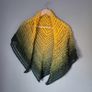 Handmade crochet triangle shawl wrap. Green and yellow ombre lacy shawl Image 9