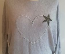 Carla Giannini Light Grey Angora Wool Jumper Heart Star One Size NWT  CAN POST