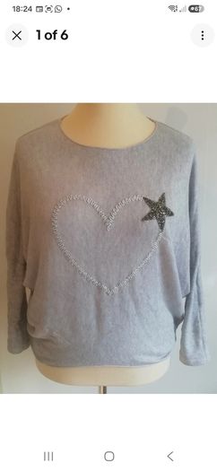 Carla Giannini Light Grey Angora Wool Jumper Heart Star One Size NWT  CAN POST