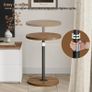 Small Side Table, Adjustable-Height Round Drink Table for Small Spaces, Pedestal Martini Table, Cocktail Tables Weighted Base for Living Room, Bedroom, Bathroom, Office, Walnut Image 6