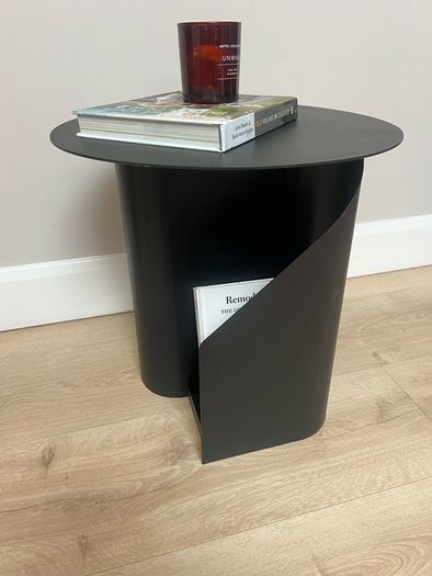 Black metal Side table with storage