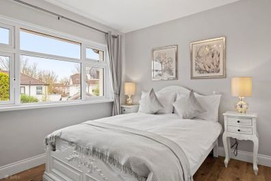 Elegant French-Style White Wooden Double Bed Frame