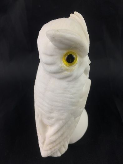 Alabaster snow owl figurine