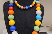 Vintage Colourful Retro Statement Necklace