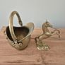 Vintage Brass Horse & Mini Brass Coal Scuttle Image 3