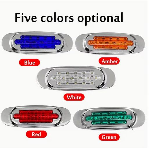 6pcs LED Side Marker Lights for Trucks & Trailers - 16 LEDs, Dual Mode (Steady On + Flash),