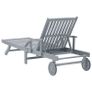 Garden Sun Lounger Grey Solid Acacia Wood Image 5