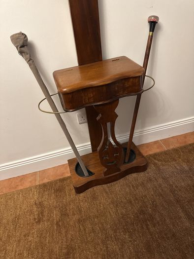 antique hall stand in good condition, very neat and a glove compartment in centre,