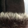 UGG's Brown Chestnut Suede Fingerless Gloves with fur trim Image 4