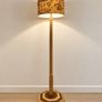 Restored Hardwood Floor Lamp with Hand-Painted Shade Image 3