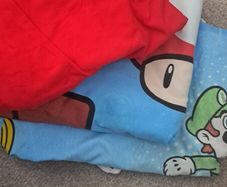 Single Used Mario Duvet with Red Sheet