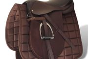 Horse Riding Saddle Set 17.5" Real Leather Brown 12 cm 5-in-1