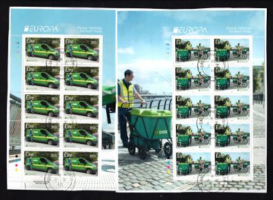2013 Ireland Europa (Postal Vehicles) Commemorative Stamps Sheetlet Plate 1A1A1A1A Fine Used with Dublin cancel of 2nd May 2013 (First day of issue) on envelope extract.