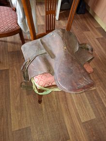 Old Horse Riding Saddle with Stirrups,