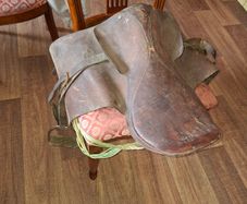 Old Horse Riding Saddle with Stirrups,