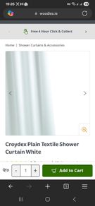 Almost new shower curtain, rail and rings