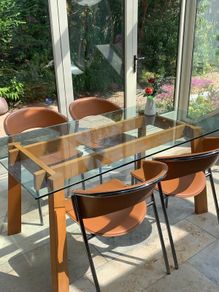 glass table 4 chairs
