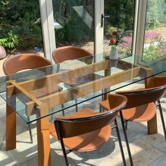 glass table 4 chairs