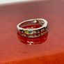 Silver ring white Diamonds and Multi gemstones Image 4