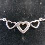 Vintage Sterling Silver 925 Triple Heart Necklace 2,5g L-9" Image 4
