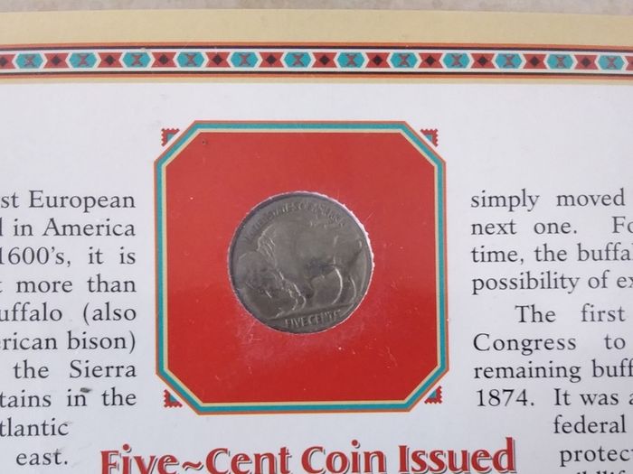 U.S.A. Mint Stamps : Buffalo Nickel : Stamp And Coin Panel , " Congress Protects The Buffalo "