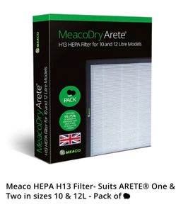Meaco HEPA H13 Filter- Suits ARETE One & Two in sizes 10 & 12L - Pack of
