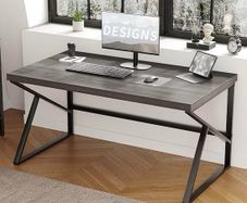 Modern Industrial Home Office Desk, PC Desk for Student Work Writing Study Gaming, Metal Wood Computer Table in Bedroom Workstation, Study PC Work Gaming Desks, Dark Oak 140cm