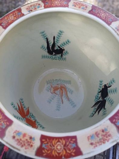1970s Large Chinese Porcelain Fishbowl/ Planter