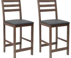 Dining Chairs 2 pcs Solid Rubber Wood Light Brown