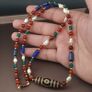 Antique Himalayan Tibetan 3 Eyes Agate Dzi Bead With Mix Lapis,carnelianPearls Necklace Image 5