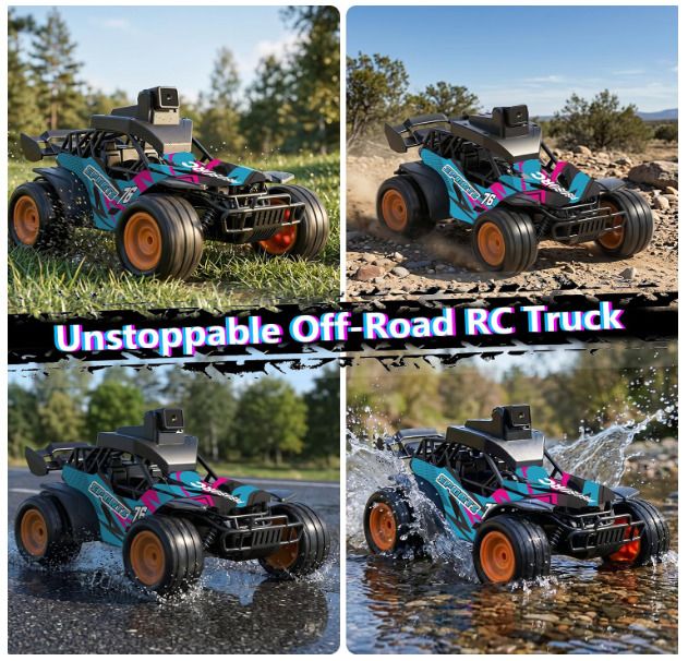 RC Car with Camera, RC Truck, Remote Control Car, 2.4GHz 2.8 Screen, 60 Adjustable Camera, Live Video