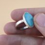 Beautiful Natural Arizona Turquoise Oval Stone Ring in Sterling Silver Image 3