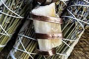 Raw Pennsylvanian Quartz Bound in Copper on Leather necklace