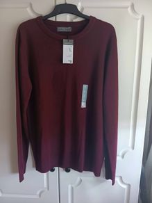 Mens Burgundy Crew Neck Sweater
