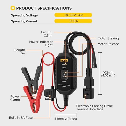 BT10 EPB Brake Emergency Release Tool, Dual Channel Brake and Reversing Control to Release and Reset Electronic Parking Brake Tool for Cars