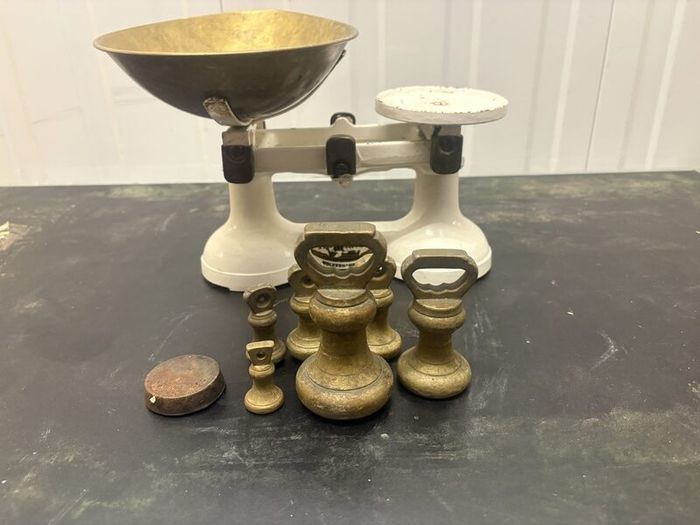 Vintage The Viking Balance Scales with Brass Bowl & Weights